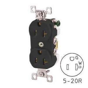 Bryant Cbrs20blk Commercial Grade Duplex Receptacle, 20a, 125v, Black 