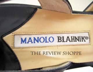 Manolo Blahnik Carolyne Leather Slingback Heels Midnight Blue 41 EU 11 