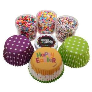 Happy Easter Cupcake Kit by Crispie Sweets   Sprinkles and Baking Cups 