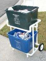 Rolling Double Recycle Bin Carrier Carry Cart  