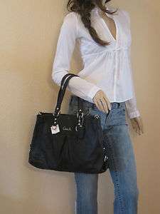  Authentic COACH Ashley Black Leather Carryall Bag Handbag Purse $398