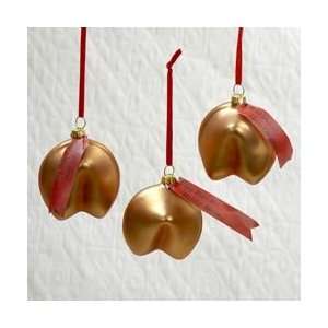   Fusion Glass Fortune Cookie Christmas Ornaments 2.5 Home & Kitchen