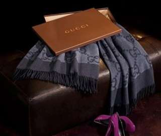 NEW AUTHENTIC GUCCI THROW WOOL / CASHMERE BLANKET BLACK  
