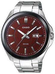 NEW Casio MTP1318BD 4AV Mens Metal Fashion Red Dial Analog Watch 