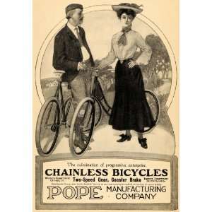  1904 Ad Chainless Pope Bicycles 2 Speed Coaster Brake 
