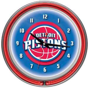   Detroit Pistons NBA Chrome Double Ring Neon Clock: Sports & Outdoors