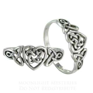 Celtic Knot Hidden Pentacle Heart Ring Triquetra Sterling Silver 