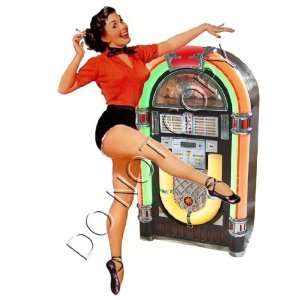  Vintage Style Jukebox Girl Pinup Decal S279 Musical 