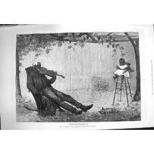   1875 Old Black Man Little Girl High Chair Music Violin: Home & Kitchen