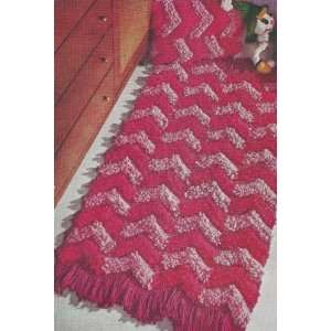 Vintage Crochet PATTERN to make   Heavy Rug Pillow Looped Chevron. NOT 