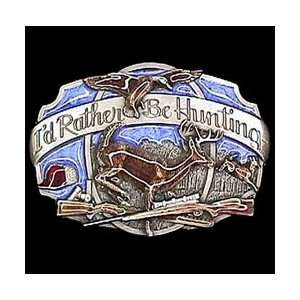    Pewter Belt Buckle   Id Rather Be Hunting