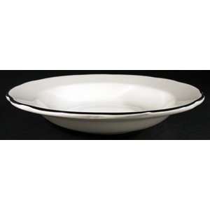   White (Ivory/Eggshell) Seville China Soup Bowl with Black Band 24 / C