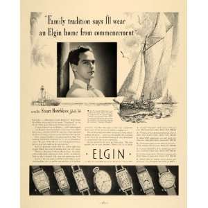  1936 Ad Hotchkiss Newport Norway Race Elgin Watches 