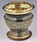 Carved Brass Screen Charcoal Burner with Coaster   4 Height  