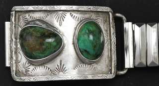 Southwestern Style Sterling Silver Genuine Turquoise Watch Band  