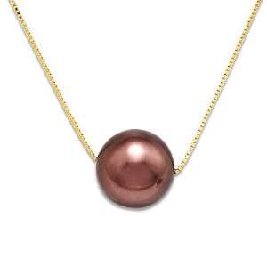  Chocolate Tahitian Pearl Necklace in 14K Yellow Gold (9 