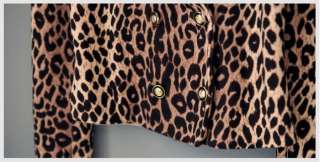 DIG07 New Sexy Chic Lady Leopard Printed Long Sleeves Button Cardigan 