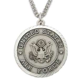 Mens Sterling Silver Air Force USAF Airman Protect My Soldier Medal 