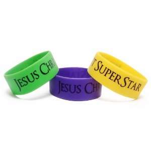 Solid Silicone Religious Wristbands   Jesus Christ Super Star (set 