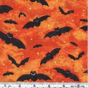  45 Wide Trick or Treat Dreams Bats Orange Fabric By The 