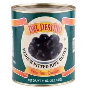 Del Destino Medium Pitted Black Olives 6 Grocery & Gourmet Food