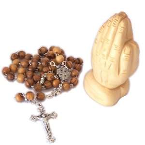  Cross Olive Wood Rosary   With Organza bag and a small olive wood 