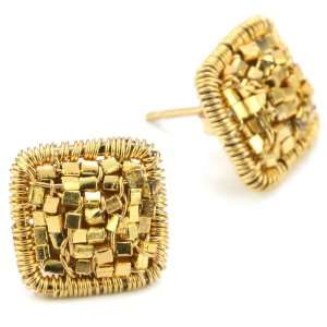    Dana Kellin 14k Gold Fill Small Square Post Earrings: Jewelry
