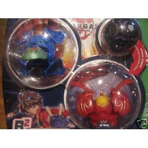   Red Pyrus Clayf, Blue Aquos Frosch Bakugan Starter Pack Toys & Games