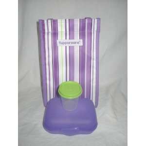  Tupperware Ladies Lunch Bag / Sack (Purple Stripe) with 2 