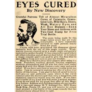  1909 Ad H.T. Schlegel Vision Cataracts Eye Diseases 
