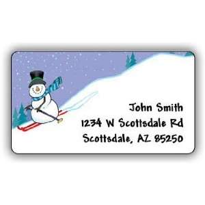  Skiing Snowman Address Label
