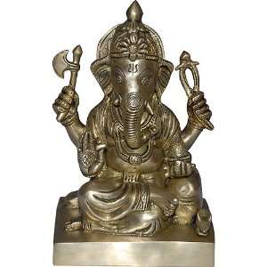    Lord Ganesh Brass Sculpture in Sitting Posture