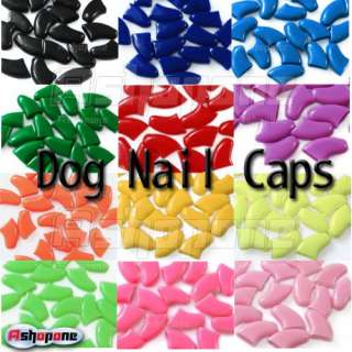 20pcs Soft Dog Nail Caps Claw Control Paws off + Adhesive Glue  