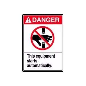 DANGER THIS EQUIPMENT STARTS AUTOMATICALLY (W/GRAPHIC) Sign   10 x 7 