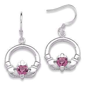    Sterling Silver October Birthstone Claddagh Earrings Jewelry