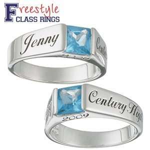   Silver Square Stone Class Ring   Personalized Jewelry: Jewelry