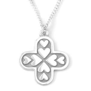  Bob Siemon Sterling Silver Hearts Cross Pendant, 18 