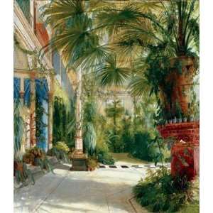   Blechen CANVAS 24 x 36 Hand Embellished Oil Painting Palm Trees Garden