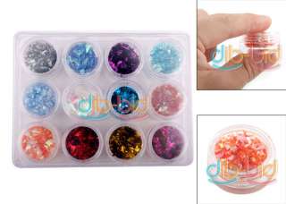 12 Colors Nail Art Spangle Paillette Glitter Chip Tips  
