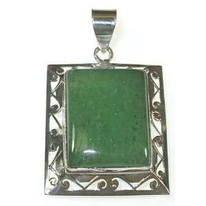  Aventurine and Sterling Silver Rectangle Pendant