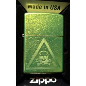   Lighter   Toxic Poison Warning Seal Logo Lurid Lime Green Chrome Rare