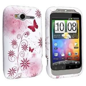  TPU Rubber Skin Case for HTC Wildfire S, White / Red 