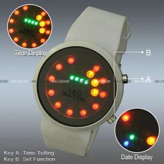 Multicolour LED Dial Digital Sport Lady Men Clock Wrist Watch  