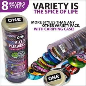 ONE Condoms Mixed Pleasures 40 Pack   8 Styles w/ Case  