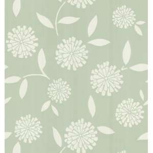    Brewster 141 62123 Zinnia Flower Wallpaper, Green