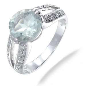 9MM 3CT Green Amethyst Ring In Sterling Silver In Size 5 (Available In 
