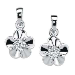 Seventeen Jewelry  Sterling Silver with White Topaz Flower Pendant and 