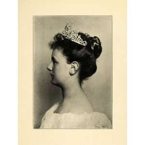 1909 Print Portrait Wilhelmina Queen Netherlands Crown Royalty Profile 
