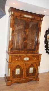 Walnut Victorian Secretaire Bookcase Cabinet Sevres Pla  