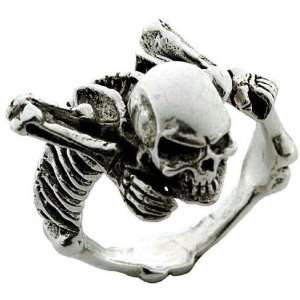  Crawling Skeleton   Sterling Silver Ring Size 11 Jewelry